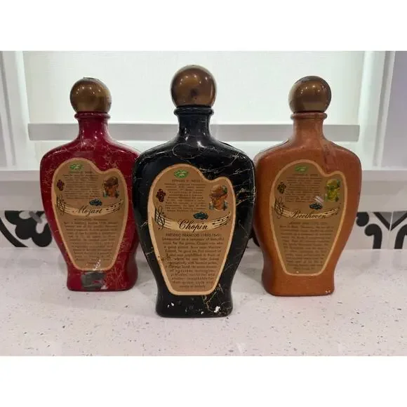 Vintage 1970's Unique, Jim Beam Beethoven, Chopin and Mozart Decanters Set of 3 - Picture 3 of 3